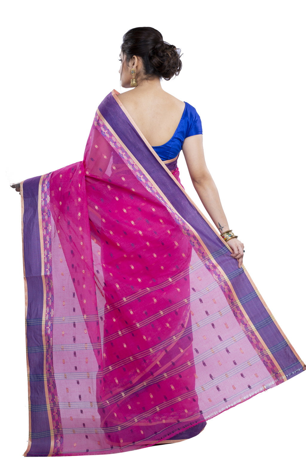Pink Pure Cotton JoraPata Tant Saree (782)